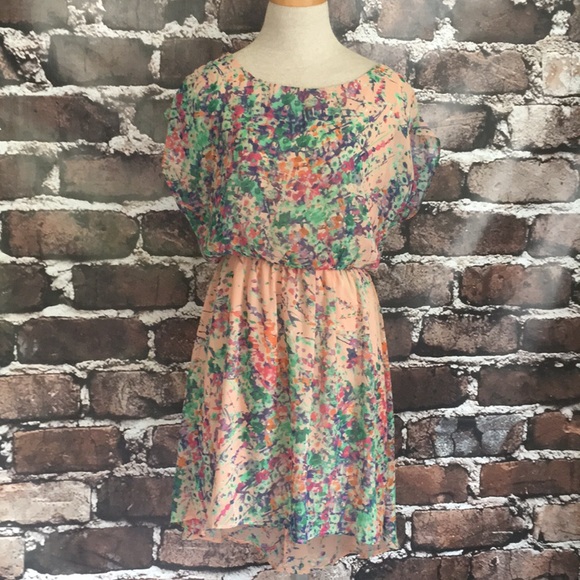 Lush Dresses & Skirts - Lush high low floral print dress peach pink medium